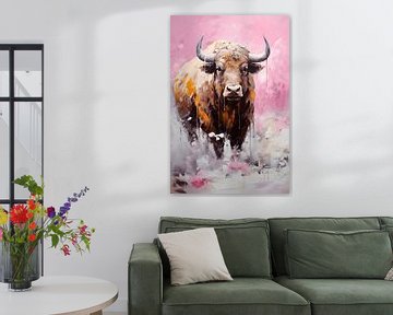 Bison en rose sur Uncoloredx12