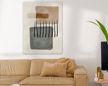 Modern abstract organic shapes in earth tones brown and grey by Imaginative