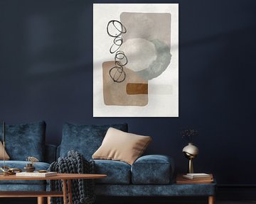 Abstract modern organic shapes in earth tones brown, beige and grey by Imaginative