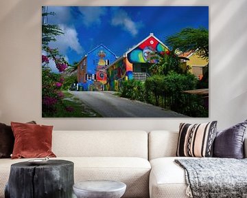 Kleurijke huizen kunst op Curacao van Bfec.nl