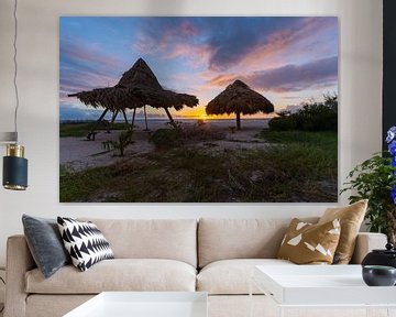 Sonnenuntergang am Strand von Klein-Curacao von Bfec.nl