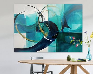 Turquoise abstract van Abstract Schilderij