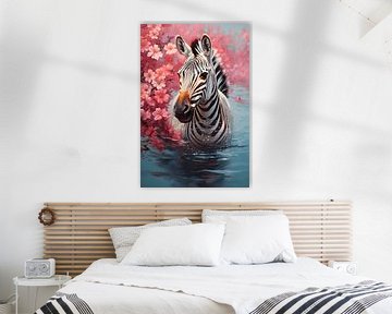 Zebra in roze van NJ Midnight Studio