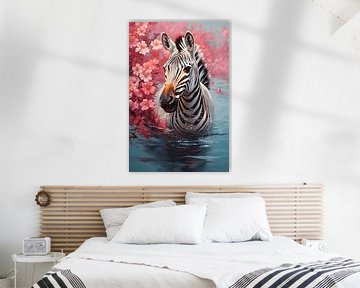 Zebra in roze van Uncoloredx12