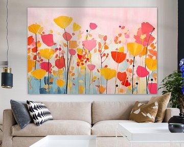 Poppies Abstract, meadow flowers by Caroline Guerain