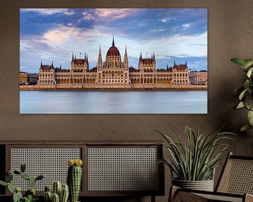 The Hungarian Parliament in Budapest on the Danube by Roland Brack