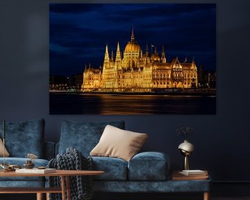 The Hungarian Parliament in Budapest on the Danube by Roland Brack