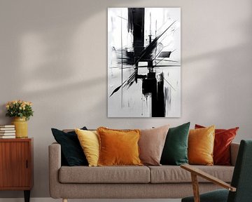 Abstract schilderij monochroom, zwart wit van Niphion Art