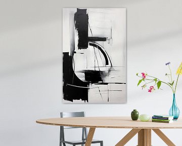 Peinture abstraite monochrome, noir et blanc sur Niphion Art