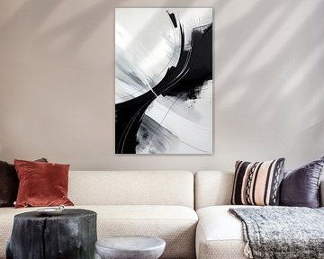 Abstract schilderij monochroom, zwart wit van Niphion Art