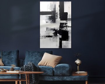 Abstract schilderij monochroom, zwart wit van Niphion Art