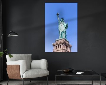 Close view of the Statue of Liberty over blue sky by Maria Kray