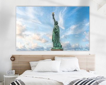 Statue of liberty in New York City, USA with blue sky background by Maria Kray