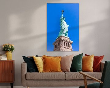 Close view of the Statue of Liberty over blue sky by Maria Kray