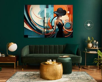 Abstract art deco stijl met een mooie vrouw van Art Bizarre