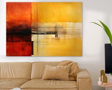 Abstract Rood en Geel van Abstract Schilderij