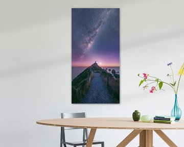 Neuseeland Nugget Point Lighthouse Milkyway Vertorama von Jean Claude Castor