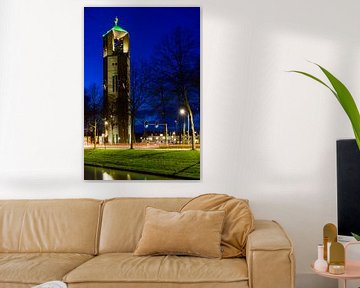 Poldertoren in Emmeloord bei Nacht von Sjoerd van der Wal Fotografie