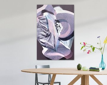 Otherworldly, a mixed media collage of a face made of abstract shapes in purple hues by Beautiful Thrills