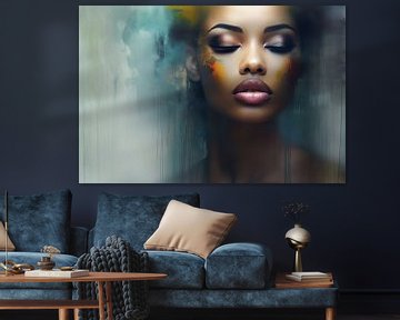 Modern abstract portrait in pastel colours by Carla Van Iersel