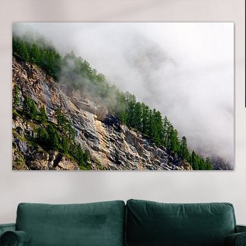 Brouillard sur les flancs d'une montagne