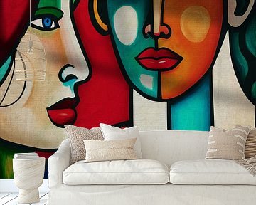 Eine Frau zeigt auf den Mann