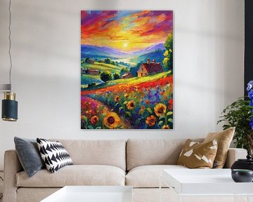 Setting Serenity: An Ode to Van Gogh by Gisela- Art for You