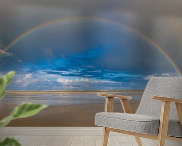 Rainbow at the beach on Texel island in the Wadden sea region by Sjoerd van der Wal Photography