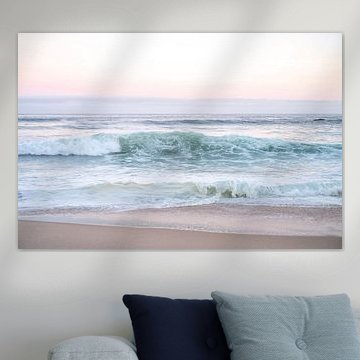 Sunrise at Praia da Adraga Portugal art print - pastel blue and pink nature and travel photography.