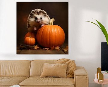 Hedgehog with pumpkin by YArt
