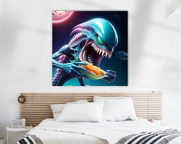 Alien mit Fischimbiss