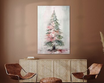 Pastel Christmas Tree Acrylic Painting van Your unique art