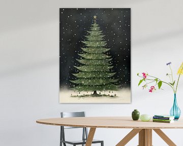 Christmas Tree Snowfall van Your unique art