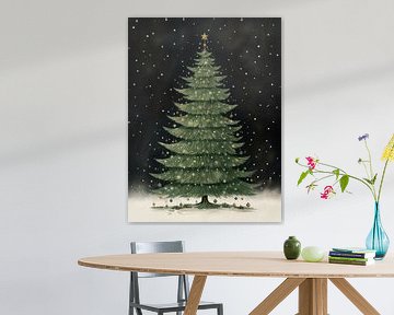 Christmas Tree Snowfall van Your unique art