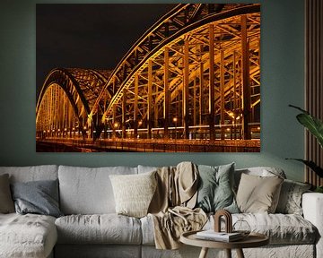 Hohenzollernbrücke Keulen, Duitsland 's nachts