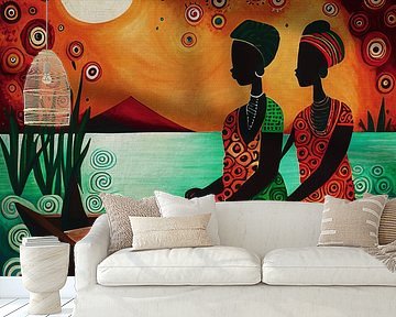 Kleines Ruderboot mit afrikanischen Frauen von Jan Keteleer