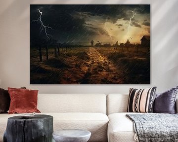 Paysage dramatique dans la tempête