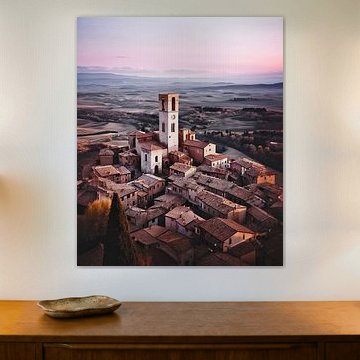 Romantic Tuscany at sunrise