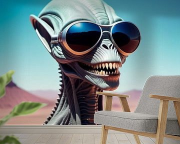 Hallo! Alien met zonnebril van Wilfried van Dokkumburg