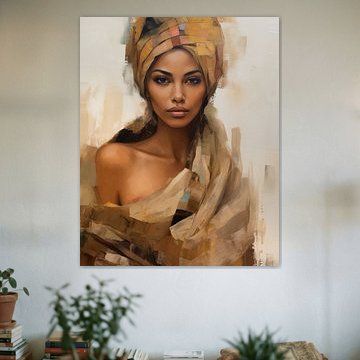 Modern portret in aardetinten van Carla Van Iersel