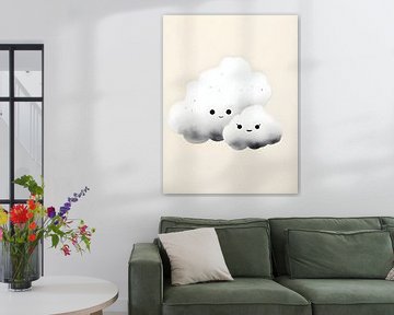 Wolken mit einem Gesicht für das Kinderzimmer von Moody Mindscape