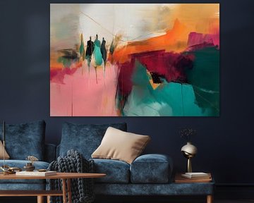 Paysage abstrait moderne aux couleurs chaudes sur Studio Allee