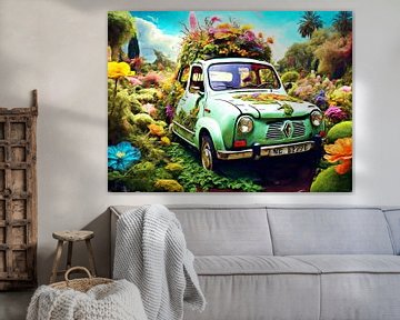 Renault surrealistisch in een zee van bloemen van DeVerviers