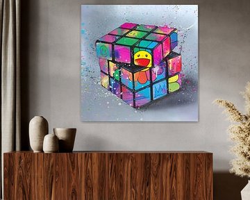 Rubik's Cube POP ART Art by heroesberlin Muurkunst NeoPOP van Julie_Moon_POP_ART