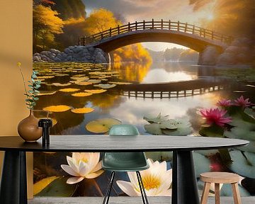 Water Lilies and the Japanese Bridge van Martin Mol