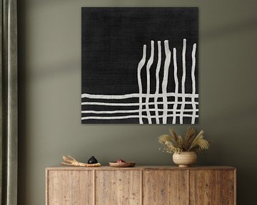 Abstract artwork with brushstrokes in black with texture by Imaginative