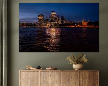 De skyline van London, genomen vanaf the Thames van Bas Greevink