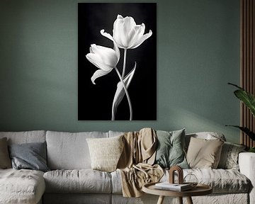 Twin Tulips in Noir by PixelMint.