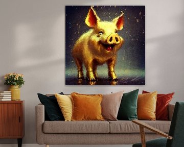 Partyschwein (Kunst, Serie Gold) von Art by Jeronimo