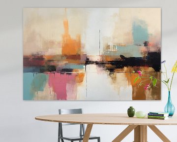 Modern abstract in warme pastelkleuren van Studio Allee